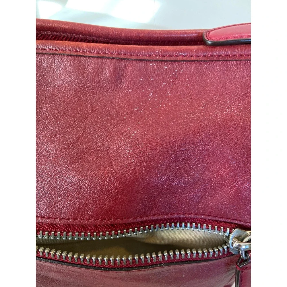 COACH New York Red Leather Shoulder Bag with Tassel‎ Accent